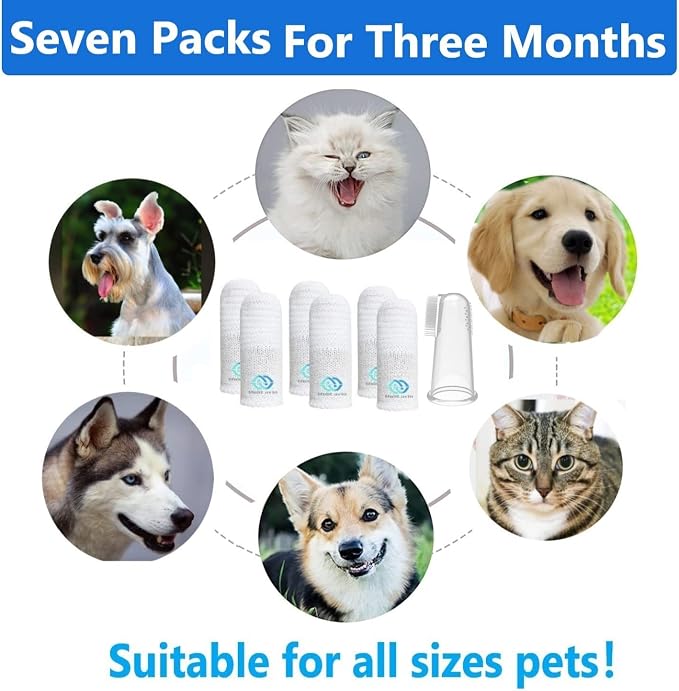 Pet Toothbrush for Small to Large Dogs Cats,Soft High Grade Finger Toothbrush,Teeth Oral Cleaning,Dental Care, 1 Set for Two Fingers White (6)