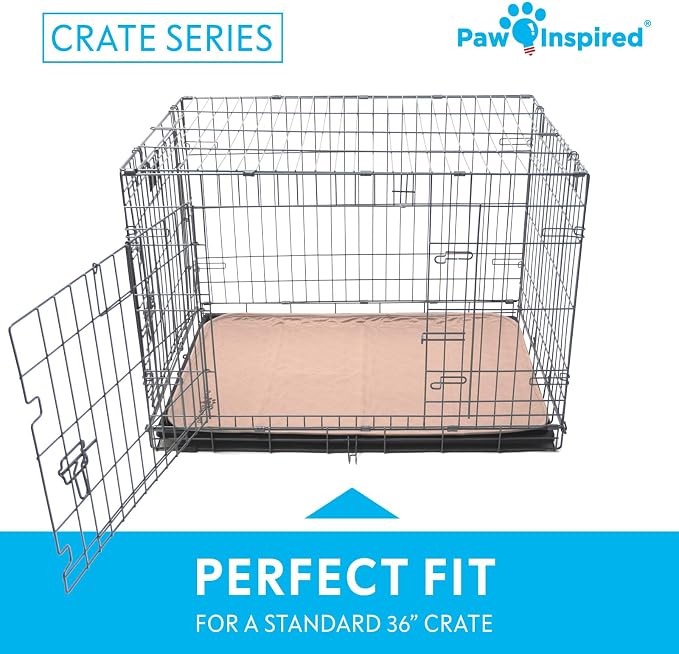 Paw Inspired Washable Crate Liners for Dogs, 35x22 Inch, 2 Pack | Fits 36 Inch Kennels, Leakproof, Non-Slip Pee Pads, Reusable Puppy Pads for Potty Training, Whelping, Waterproof Pet Mat