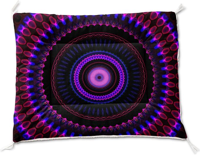 HOSIMA Bohemia Dog Mats for Sleeping,Mandala Pattern Fuzzy Pet Bed Mat,42L*32W Inch,Suitable for Small Dog Bed,Washable Soft Cozy Black Pet Pad.