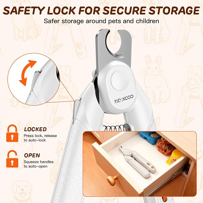 Dog Nail Clippers with Lights, Safe & Stress-Free for Sensitive Pets | Dual LED Lights, Safety Side Lock, Nail File, Anti-Slip Handles,Painless Pet Nail Trimmer for Large & Medium Dogs & Cats Claw