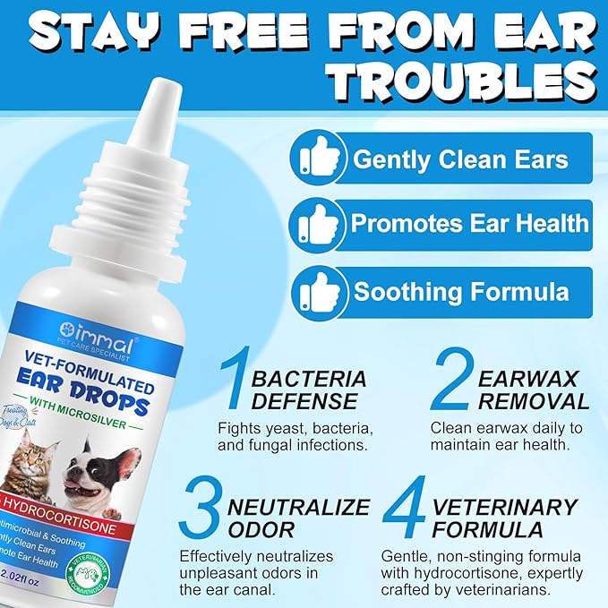 Ear Mite Treatment for Dog & Cat, Fast-Acting Itch Relief & Cleaner, 0.75oz | Vet-Recommended Formula with Soothing Aloe Vera, Cleaner on Contact & Soothes Itching, Gentle Ear Cleaning Solution