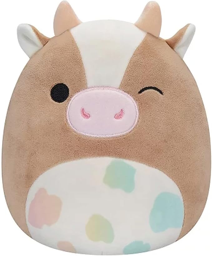 Squishmallow Official Kellytoy Collectible Plush Farm Squad Squishy Soft Animals Cows Pigs Chickens (Tan/White/Multi, Griella Cow, 8 Inch)