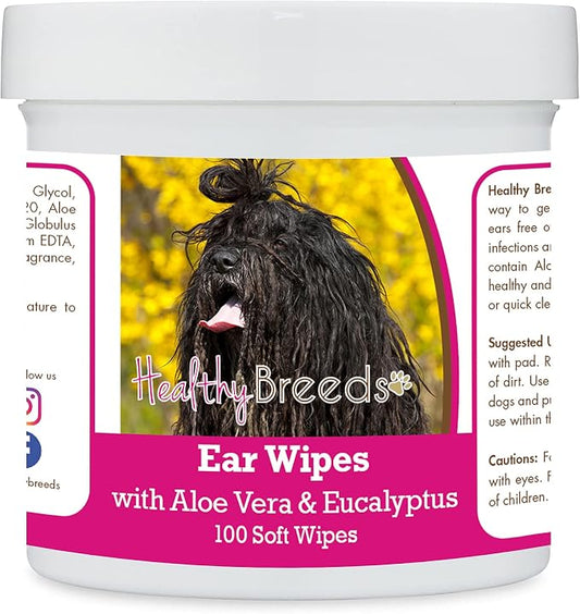 Healthy Breeds Bergamasco Ear Cleaning Wipes with Aloe & Eucalyptus for Dogs 100 Count