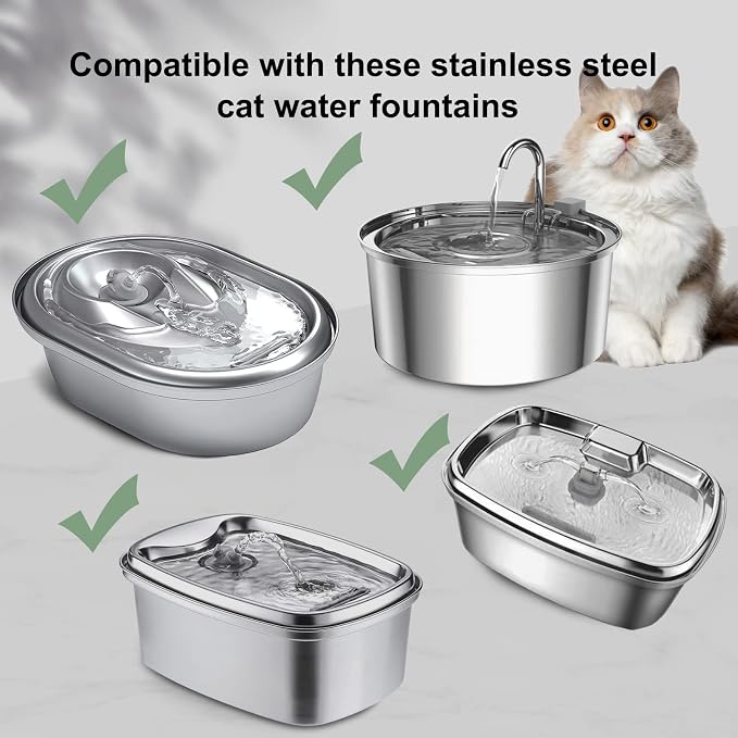 Cat Fountain Filters - 16 Filters with 16 Sponges Replacement for Stainless Steel Pet Fountain