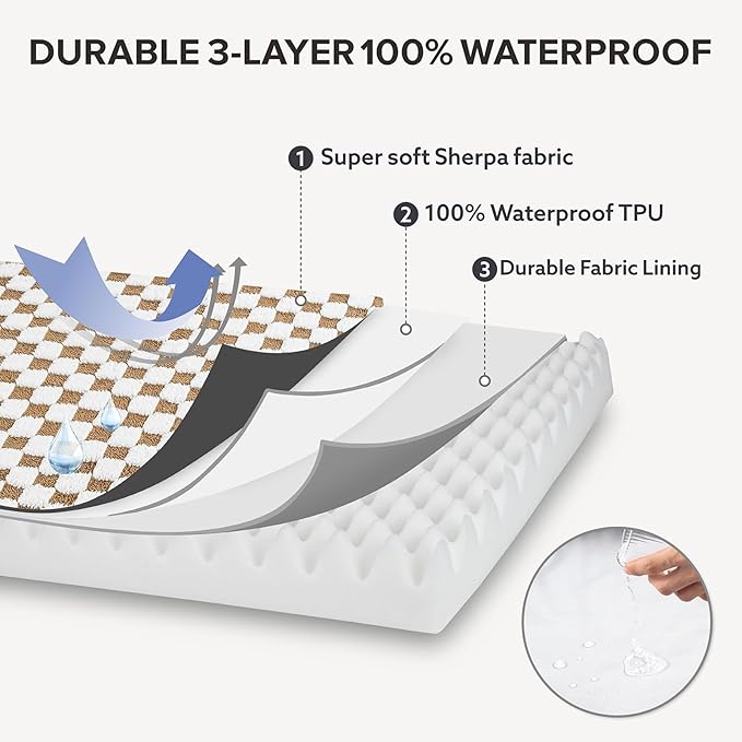 JOEJOY Dog Bed for Medium Dogs, Large Orthopedic Dog Bed with Removable Washable Cover, Cute Modern Plush & Memory Egg Crate Foam Dog Bed, 30 x 20 inch, Brown