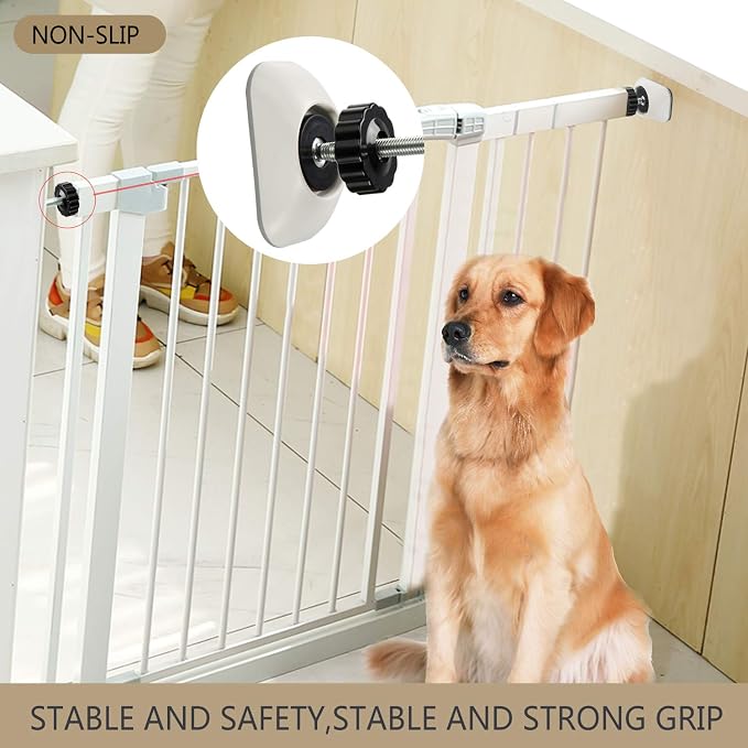 Vmaisi Baby Gate Wall Cup Protector Make Pressure Mounted Safety Gates More Stable - Wall Damage-Free - Fit for Doorway, Door Frame, Baseboard - Work on Dog & Pet Gates (White) (Pack of 2)