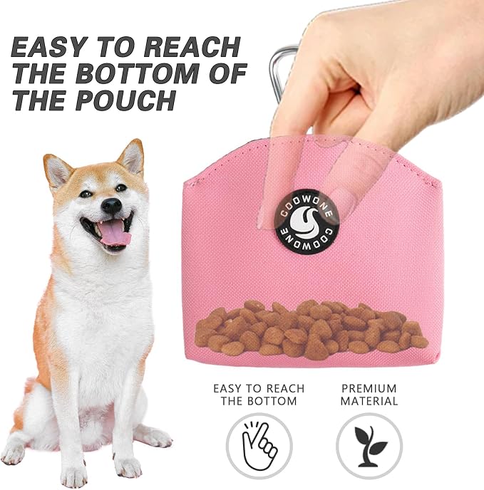 Dog Treat Pouch Magnetic Closure Small Dog Training Treat Pouch Pocket Sized Small Dog Treat Pouch with Clip (Pink)