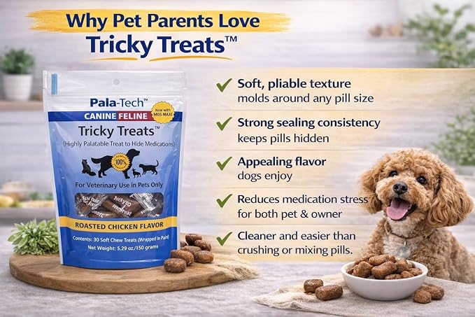 Soft Dog Treat Pouch with Roasted Chicken Flavor - 30 Chewy Dog Training Treats - Easy to Swallow - Veterinary Use in Dogs Only (5.29 oz/150 Grams) Pouch