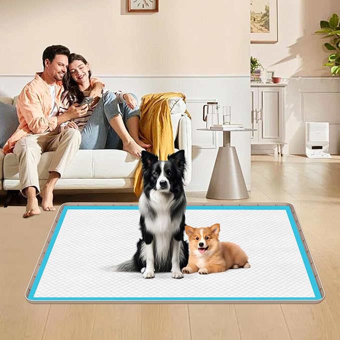 Pee Pad Holder for Dogs 57''x40'' Silicone Puppy Pee Pad Tray, Khaki | Extra Large Dog Potty Tray Leak-Proof, High Edge, No Spill Training Pads for Floor Protection, No Pee Pads