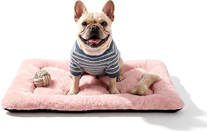 Dog Bed 30" for Metal Crate Pad, Washable Kennel Mat for Medium Dogs & Pets | Soft faux rabbit fur, non-slip,machine wash/dry, plush cushioning, for crates, floors & travel, multiple sizes for all breeds