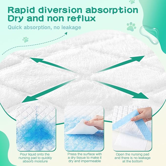 23inx35in Diaper Pee Pads for Dogs, Extra Large Disposable Training Pads 40 pc Plus 100pcs Gloves,Quick-Odor Control Training Pee Pads with 6-Layer Super Absorbency Leak-Proof Design