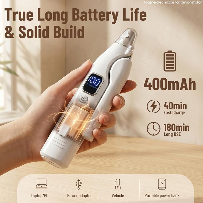 2-in-1 Dog Nail Clippers with LED Light, Rechargeable Pet Nail Grinder for Small Dogs & Cats, 4-Speed Quiet Painless Claw Trimmer with 2026 Upgraded Safety Guard to Avoid Overcutting