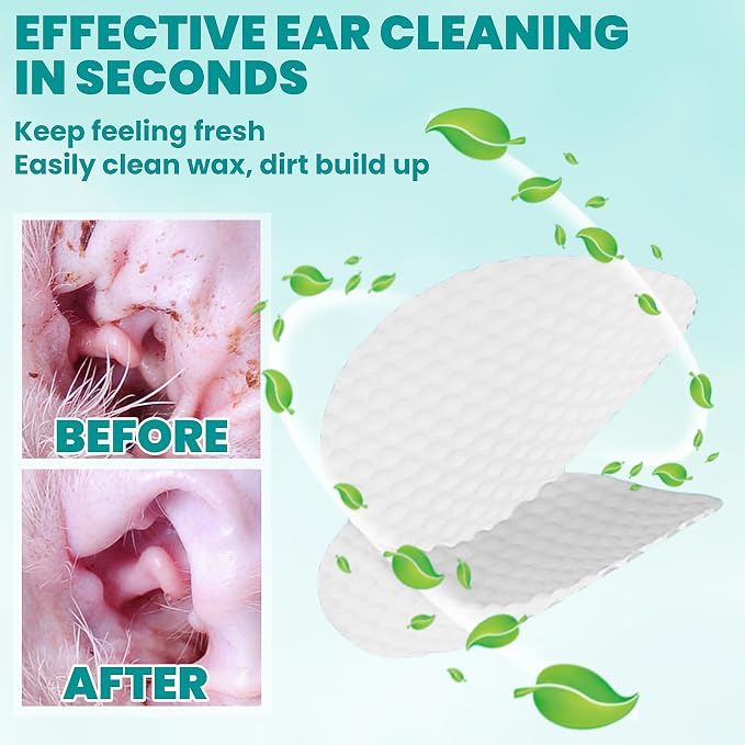 MEDUWEDU Ear Cleaner Wipes 120 Counts, Dog Ear Cleaner, Grooming Kit Care for Dogs and Cats, Soft & Easy Otic Cleaning Pads, Remove Wax, Dirt & Stop Smelly, Itchy, Non-Irritating, Coconut Scent