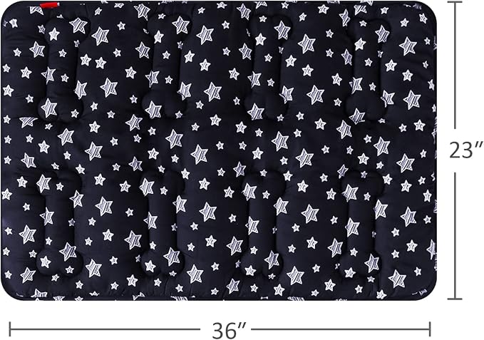 Dog Crate Mat (36" X 23") 2 Pack, Soft Dog Bed Mat with Cute Prints, Personalized Dog Crate Pad, Anti-Slip Bottom, Machine Washable Kennel Pad, Black