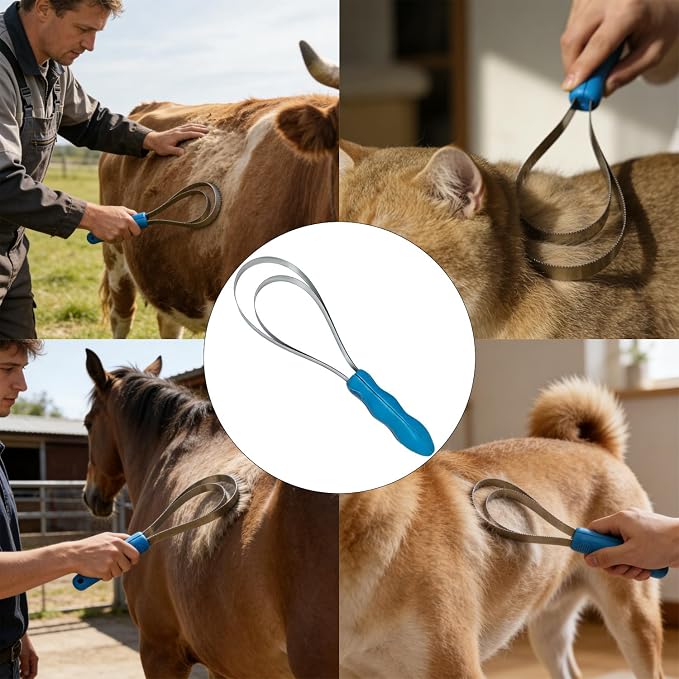 Deshedding Tool Grooming Brush for Horse Dog Cat(Double Loop) | Horse Shedding Tool, Stainless Steel Shedding Blade for Horses & Dogs, Dog Shedding Brush for Double Coat Dogs