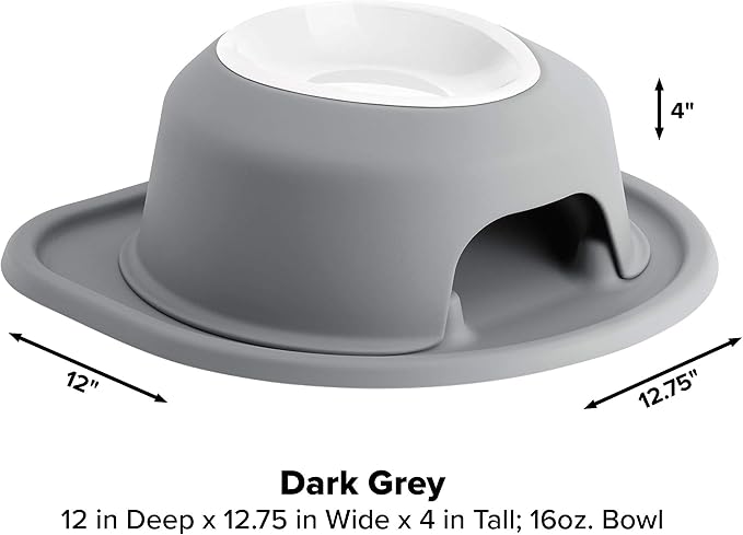 WeatherTech Single High Pet Feeding System w/Plastic Dog/Cat Bowls - 4" High Stand Dark Grey (PSH1604DGDG)