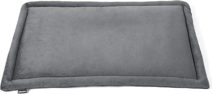 Allisandro Lightweight Waterproof Dog Bed Pad, 1.5" Thick Travel Mat for Crates, Kennels & Elevated Beds, Washable Non-Slip Sleeping Mat for Small to Large Dogs, 24 x 18 Inches, Dark Grey