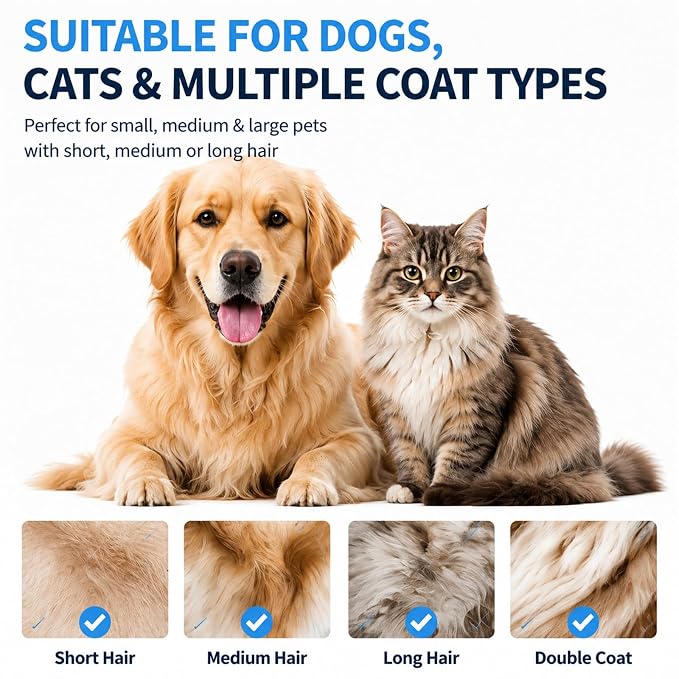 Dog Grooming Tool, Professional Deshedding Tool Dogs & Cats - Gentle, Efficient & Fur, Pet Grooming Brush, Dog & Cat Grooming Tool (Blue Small)
