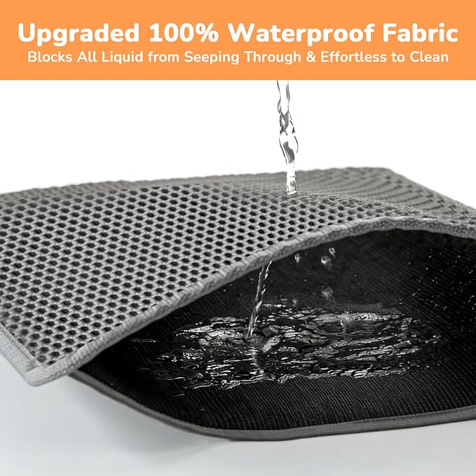 Cat Litter Mats (3-Pack) 24" x 18", Litter Box Mat, Non-Slip Waterproof Litter Mat with Honeycomb Trapping Layer, Easy Clean Leakproof Litter Matt, Soft EVA Durable Anti-Scratch Kitty Litter Mat