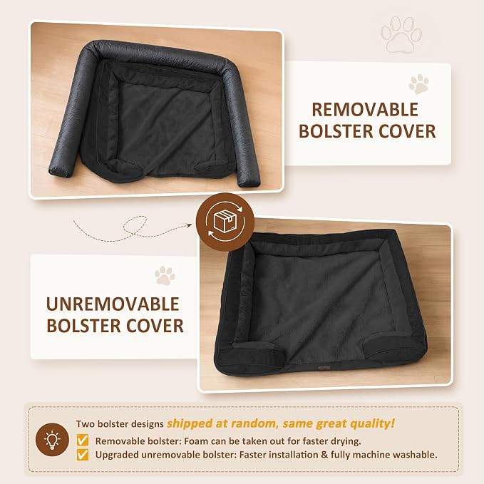 Comfort Expression Orthopedic Dog Bed for Extra Large Dogs with Bolster | Waterproof Dog Couch Bed with Washable Cover & Non-Slip Bottom, Supportive Egg Crate Foam XL Pet Bed, 48x30 Inch