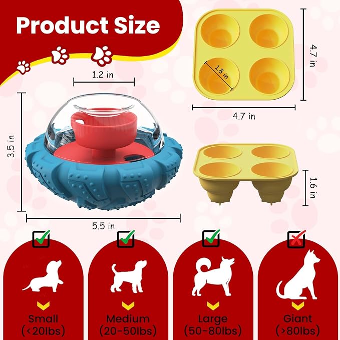 YINEYA Interactive Dog Toy, Puzzle Toy with Adjustable Treat Dispensing & DIY Frozen Treats, Dog Enrichment Toys to Keep Them Busy and Mental Stimulation