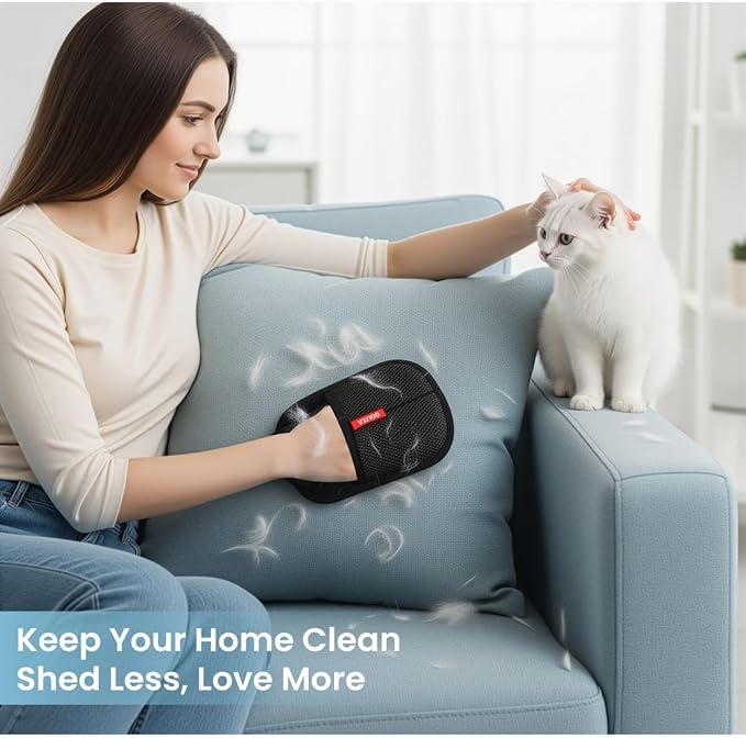 4 Pack Pet Hair Removal Glove for Dogs & Cats, 4 Designs Electrostatic Magic Brush Pet Hair Remover, Reusable Dog Hair Remover, Washable Pet Grooming Tools for Carpet, Sofa, Clothes & Car Seats