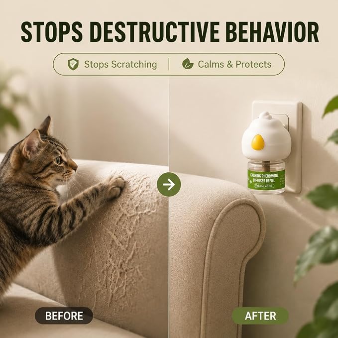 9-Pack Cat Calming Pheromone Diffuser Kit, 3 Diffusers & 6×48mL Refills | 180-Day Long Lasting Calming Supply, Suitable For Household Indoor Multi-Cat Living Environments