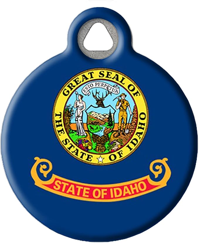 Personalized United States Flags Pet ID Tags for Dogs and Cats, Idaho Flag, Small