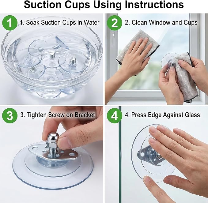 Cat Window Perch Suction Cup, Adhesive Suction Cup with Screws | 4 Pack PVC Sucker Pads, Replacement Strong Suction Cups, for Foldable & Cordless Cat Window, Holds up to 40 lbs