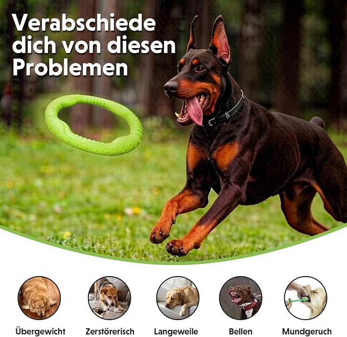 LaRoo Dog Flying Ring Toys, Floating Flying Disc ABS Durable Interactive Chew Toys for Training Outdoor Playing Puppy Medium Large Dogs (Small Green/18cm)