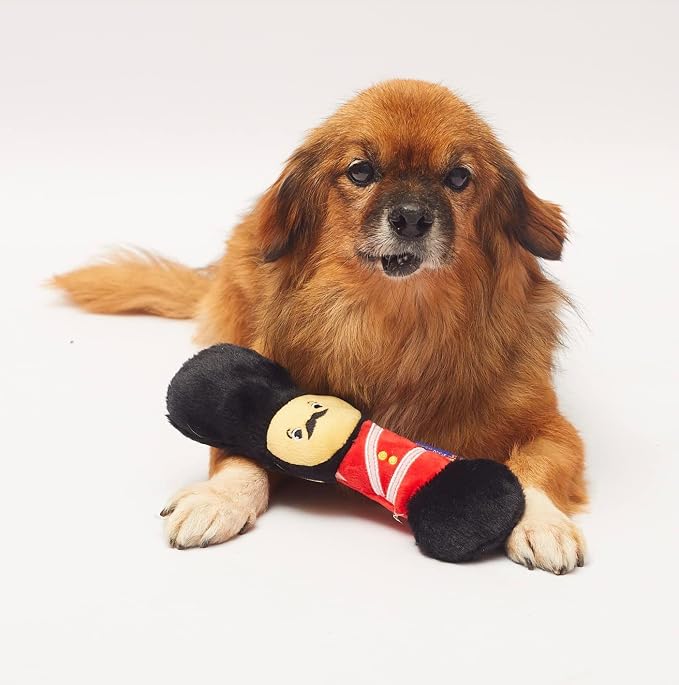 PetLondon British London Royal Guard Plush Dog Toy, Squeaky and 6" Plush London Queen Guard Puppy Toy, Cute Fun Royal London Union Jack Dog Interactive Toy