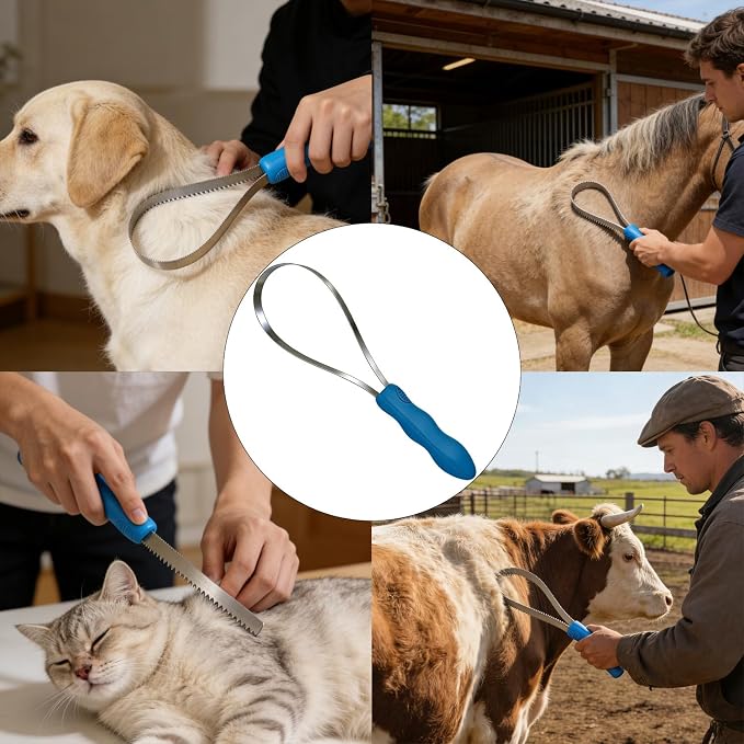 Deshedding Tool Grooming Brush for Horse Dog Cat(Single Loop) | Horse Shedding Tool, Stainless Steel Shedding Blade for Horses & Dogs, Dog Shedding Brush for Double Coat Dogs