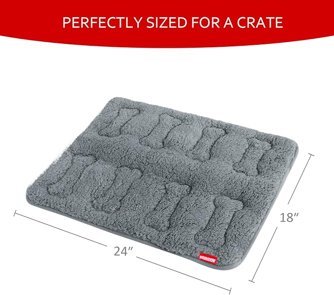 Dog Bed Crate Mat(24" X 18") 2 Pack, Soft Plush Dog Bed Pad | Machine Washable, Sleeping Mat with Anti Slip Bottom