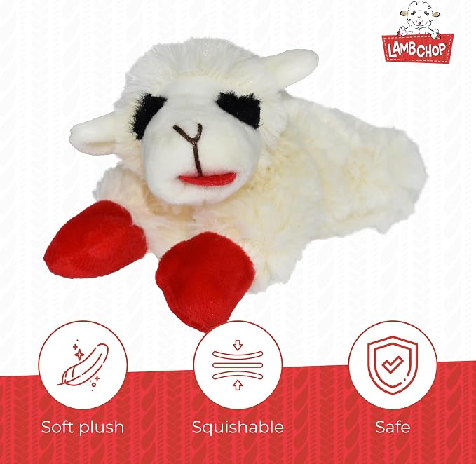 Multipet Lamb Chop Dog Plush Toy-Squeaky Toy for All Dogs - Extra Soft Plush - Stuffed Animal Dog Toy for Cuddling & Playing - Cute Pet-Toy (6", Cream) (Pack of 2)