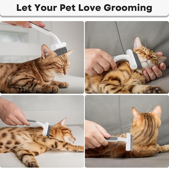 Undercoat Rake for Cats & Small/Medium Dogs - Deshedding Brush Dematting Comb for Pets Remove Loose Hair & Matted Fur, Deshedding Grooming Tool for Kitten, Puppy, and Horses(Grey)