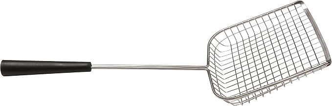 Sand Dipper Cat Poop Scooper & Chicken Poop Scooper - Rugged Big 6" Square Stainless Steel Long Handle for Home Kitty Litter Scoop & Farm Chicken Compatible Coop Scooper (Scoop)