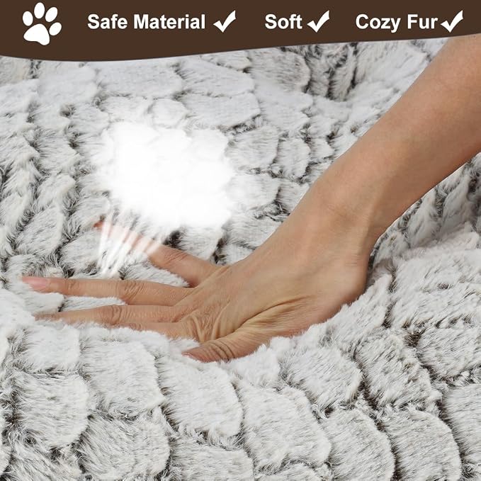 Dog Bed Crate Pad - Soft Fluffy Pet Cushion Mat Anti-Slip Comfy Kennel Pad for Crates