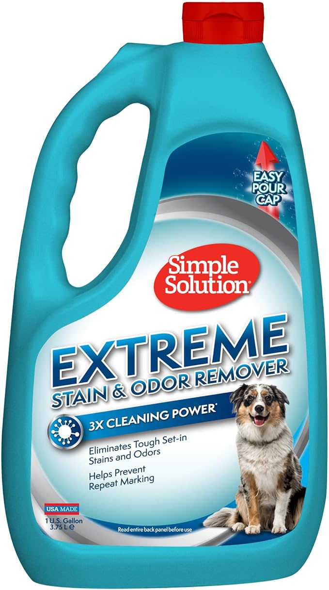Simple Solution Extreme Stain & Odor Remover, Enzyme Stain Cleaner, Gallon | Dog Stain & Odor Remover, Pet Urine Enzyme Cleaner, Dog Urine Carpet Cleaner, Carpet Spray Cleaner, Pet Odor Eliminator