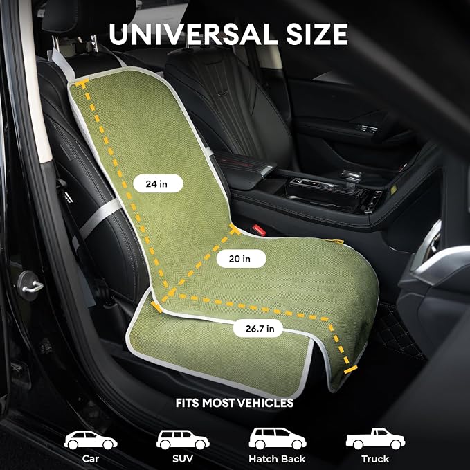 FUNNY FUZZY Dog Car Seat Cover for Front Seat, Dog Seat Cove Waterproof, Scratchproof Non-Slip Car Seat Protector, Universal Fit Most Cars, SUVs, Trucks, Green