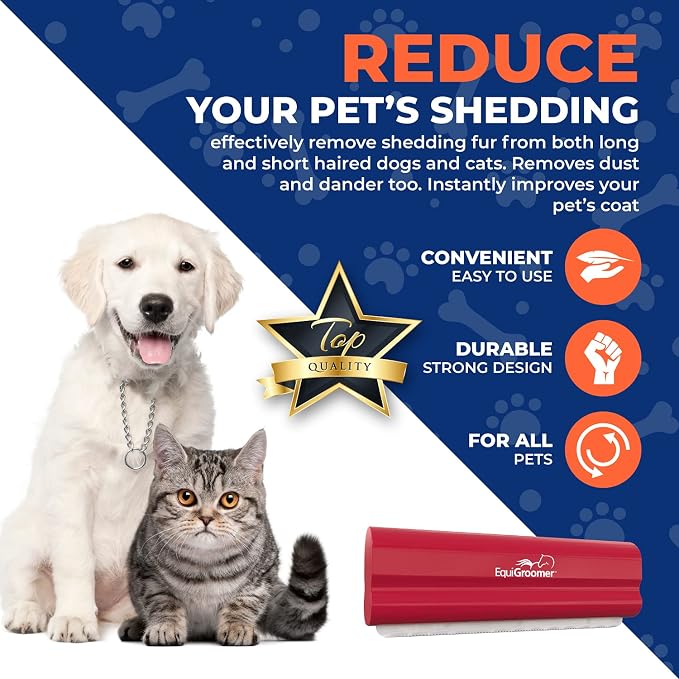 EquiGroomer 5-Inch Undercoat Deshedding Brush for Dogs & Cats, Red | Best for dogs up to 100 lbs and cats of any size, short or long hair, stainless blade, no cutting or pulling