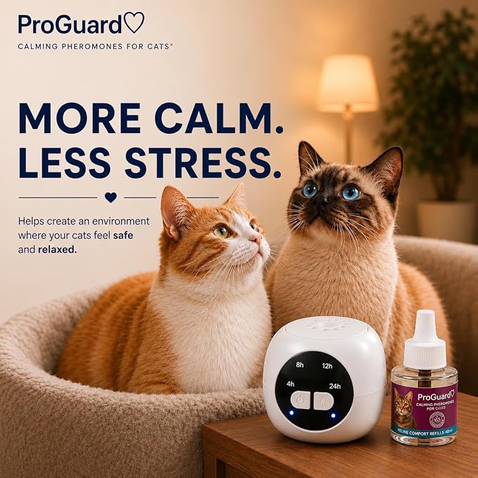 ProGuard® Cat Calming Diffuser Refill 6 Pack Cat Calming Pheromone Diffuser Refill Cat Plug in Pheromones Cat Stress Diffuser Cat Pheromones Calming for Cats Anxiety and Stress 48ml Vial-180 Days