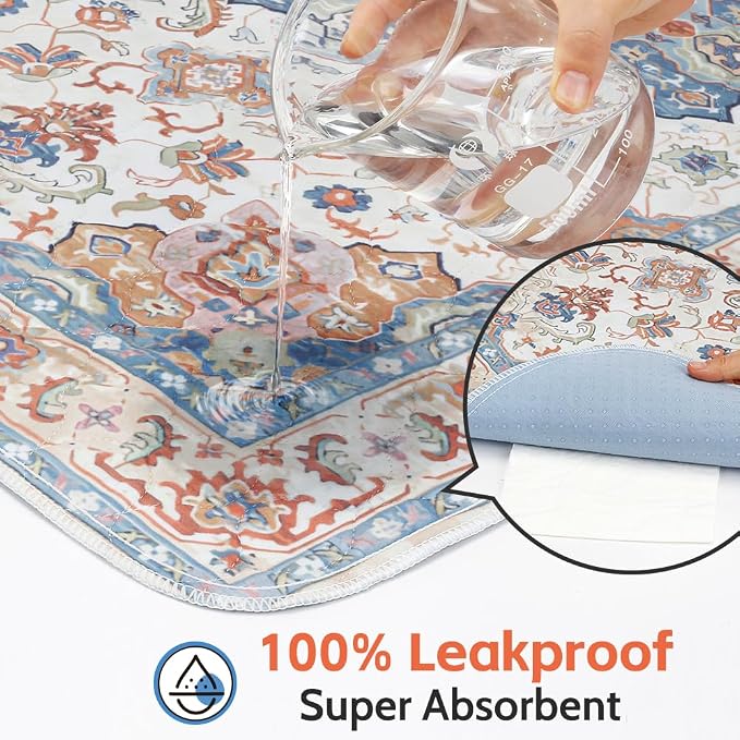 Washable Pee Pads for Dogs, 2 Pack Reusable Puppy Training Pads 48"x32" Super Absorbent Waterproof Dog Training Pads, Non-Slip Potty Pads, Whelping Pads Litter Mat Beige