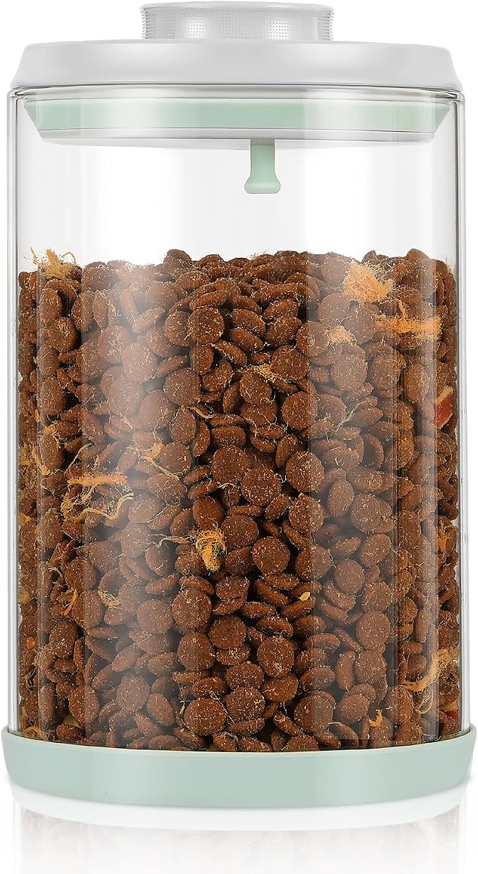 Dog-Cat Food Storage Container, 2 L Airtight Glass Treat Jar | 2 L/2.2 qt borosilicate glass jar with one-push airtight lid; BPA-free, removable lid for cleaning; for kibble and treats.