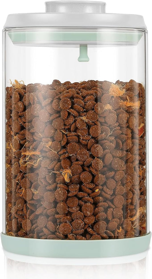 Dog-Cat Food Storage Container, 2 L Airtight Glass Treat Jar | 2 L/2.2 qt borosilicate glass jar with one-push airtight lid; BPA-free, removable lid for cleaning; for kibble and treats.
