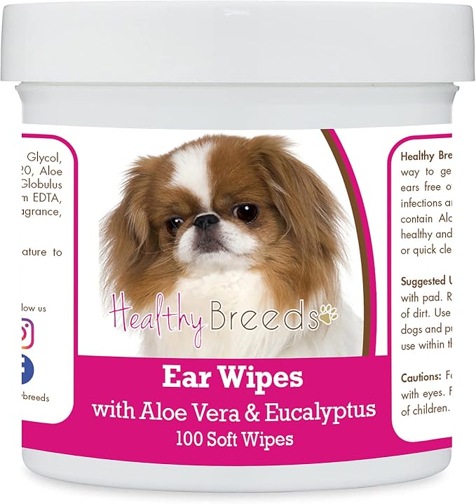 Healthy Breeds Japanese Chin Ear Cleaning Wipes with Aloe & Eucalyptus for Dogs 100 Count