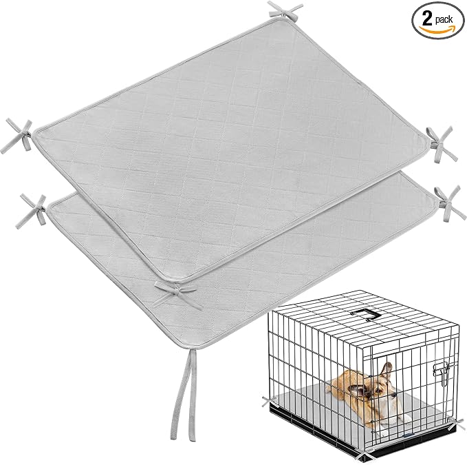 Waterproof Dog Crate Mat with Rope 2 Pack (24’’X18’’) | Washable Pee Pads for Dogs, Non-Slip Training Pads for Dogs, Fits 24 Inch Dog Crate