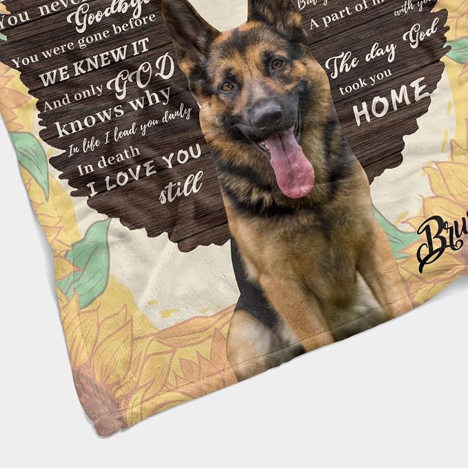 InterestPrint Custom Memorial Blanket for Dog, Missing You Always Angle Wings Blanket Customized Loss of Pet Dog Photo Fleece Throw Blankets Warm Bereavement Gift for Dog Mom 30X40 Inch