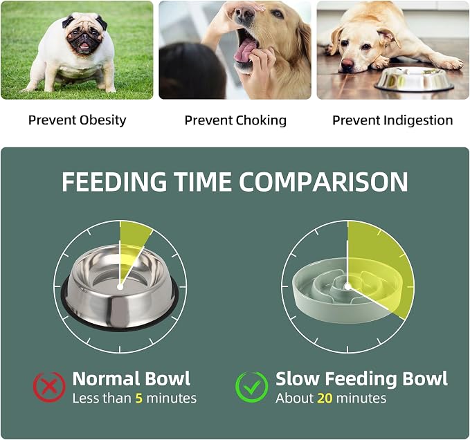 Havniva 7.3” Raised Slow Feeder Dog Bowls Set, 1.2 Cups Ceramic Slow Feeder Dog Bowl and 6.1” Dog Water Bowl with Elevated Wooden Stand Puzzle Dog Food Bowl for Small Dogs Anti-Gulping & Anti-Choking