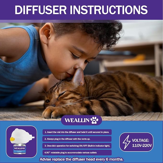 6 Pack Cat Calming Diffuser Refills - Cat Pheromones Calming Diffuser Refill Relieve Anxiety & Stress 6 Month Supply, Cat Pheromone Diffuser Refills (Fits All Common Diffuser Heads) | Cat Pheromones Calming Diffuser Refill 6 Month Supply, Cat Pheromone...
