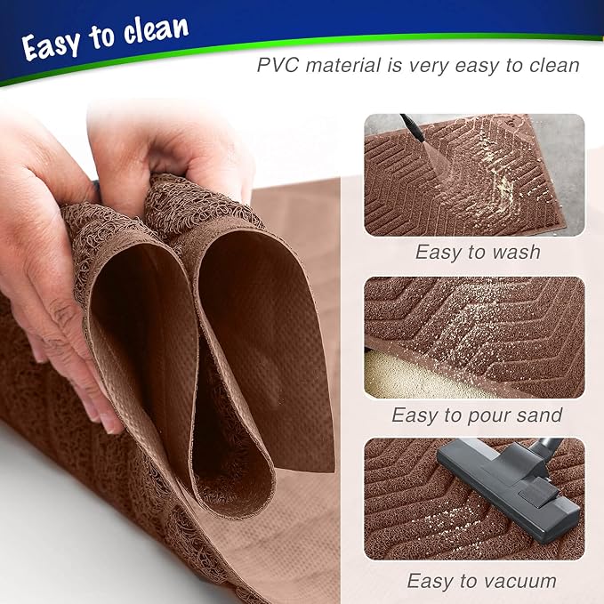Cat Litter Box Mat U02.2, Kitty Premium PVC Pad, Durable Trapping Rug, Phthalate Free, Urine-Resistant, Scatter Control, L 35 x 23, Brown